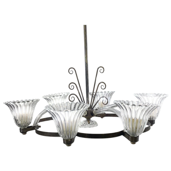 Mid-Century Modern Chandelier, Murano, Barovier Style, 1950s