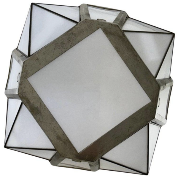 Lantern in Nickel-plated Steel and Opaline glass, 1930 - Image 6