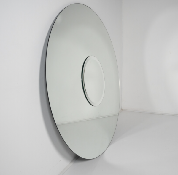 Mid-Century Modern Large Round Mirror, Italy - Image 2