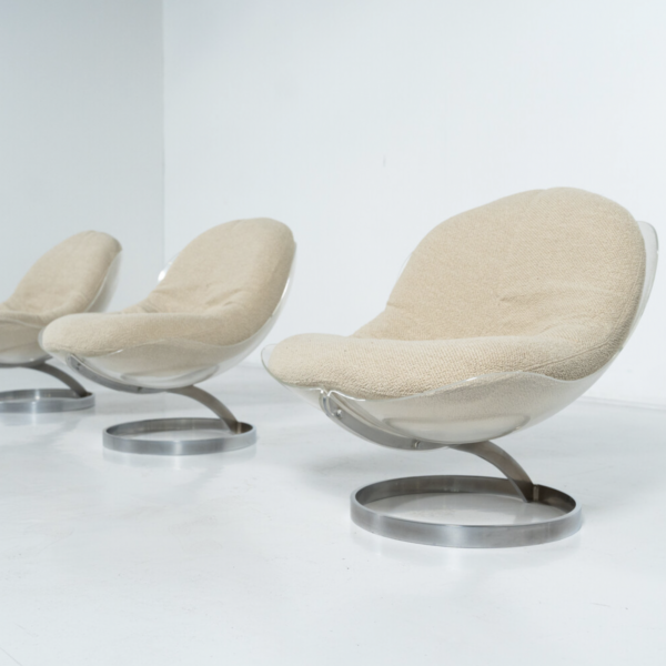 Set of 3 Space Age "Sphère" Lounge Chairs by Boris Tabacoff, Mobillier Modulaire Modern, in Plexiglass,Steel, France, - Image 7