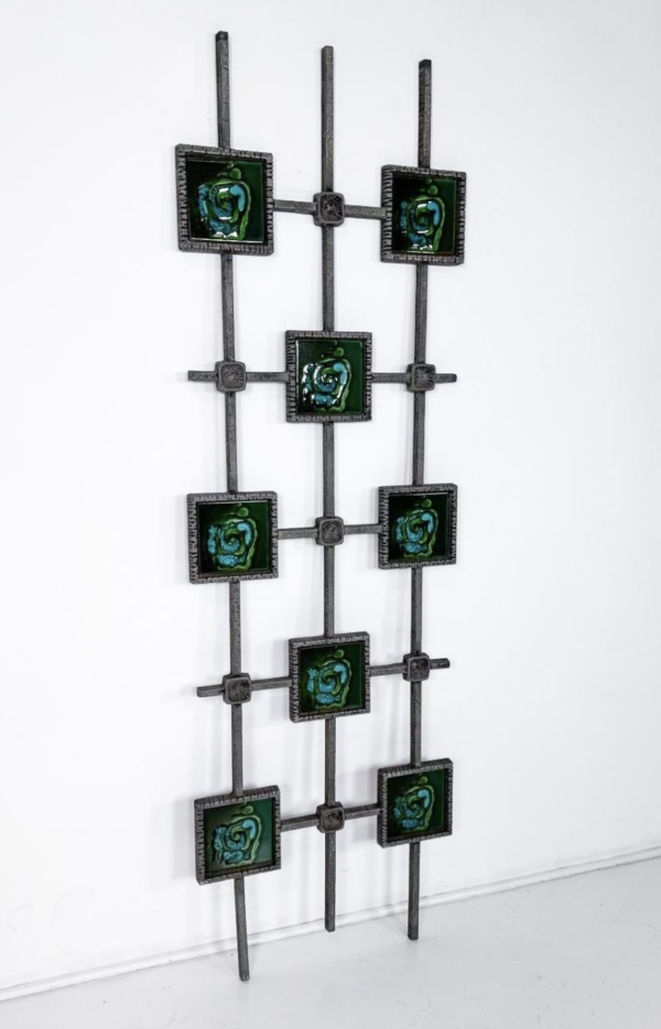 Mid-Century Modern Brutalist Wall Sculpture, Ceramic and Cast Aluminium, 1970s - Image 5