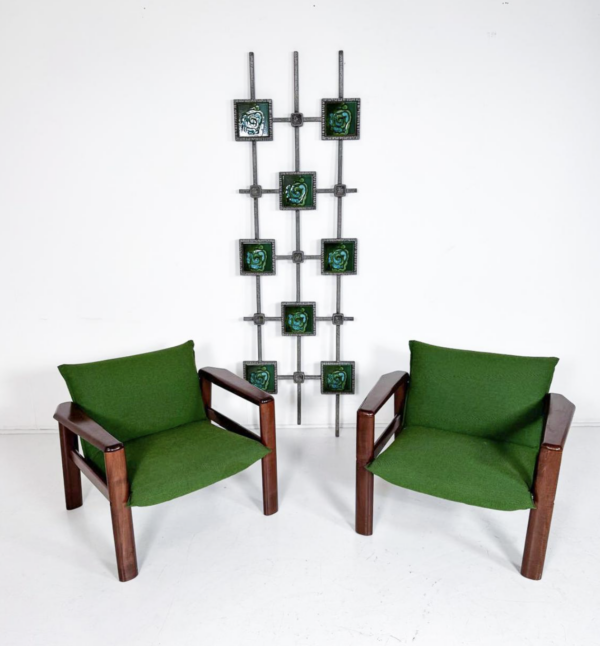 Mid-Century Modern Brutalist Wall Sculpture, Ceramic and Cast Aluminium, 1970s - Image 4