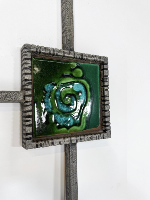 Mid-Century Modern Brutalist Wall Sculpture, Ceramic and Cast Aluminium, 1970s - Image 3