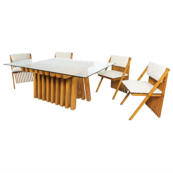 Mid-Century Modern Dining Table Set " Millepiedi" by Tito Pinori, 1970s