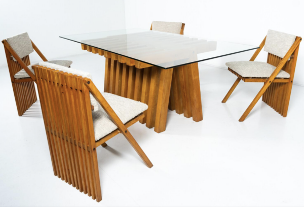 Mid-Century Modern Dining Table Set " Millepiedi" by Tito Pinori, 1970s - Image 7