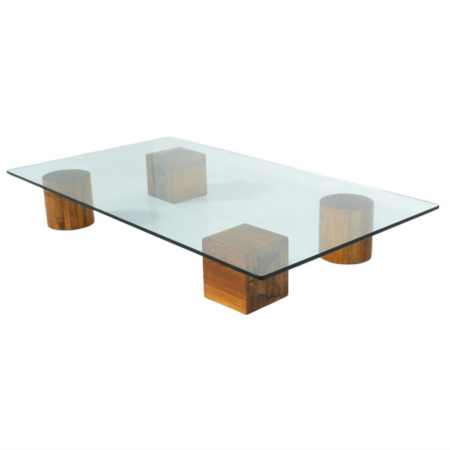 Contemporary Coffee Table, Wood and Glass, Italy