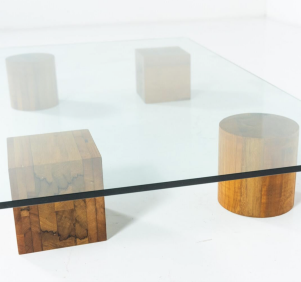 Contemporary Coffee Table, Wood and Glass, Italy - Image 2