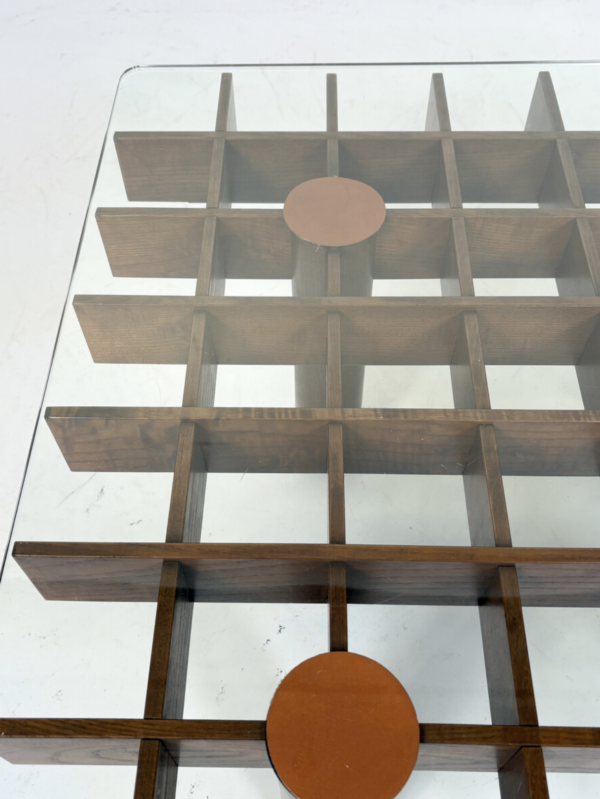 Mid-Century Wood and Glass Square Coffee Table in the style of Gianfranco Frattini, Italy, 1970s - Image 2