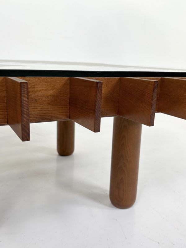 Mid-Century Wood and Glass Square Coffee Table in the style of Gianfranco Frattini, Italy, 1970s - Image 11