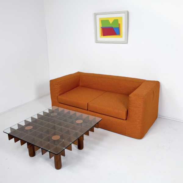 Mid-Century Wood and Glass Square Coffee Table in the style of Gianfranco Frattini, Italy, 1970s - Image 8