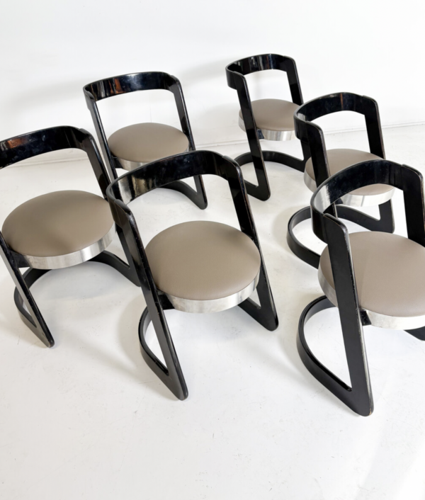 Mid-Century Modern Set of 6 Willy Rizzo Chairs for Mario Sabot, Italy, 1970s - Image 11