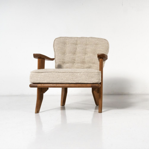 Mid-Century Pair of Wooden Armchairs by Guillerme & Chambron, France, 1960s - Image 15