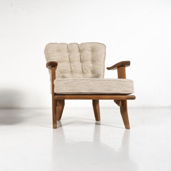 Mid-Century Pair of Wooden Armchairs by Guillerme & Chambron, France, 1960s - Image 14