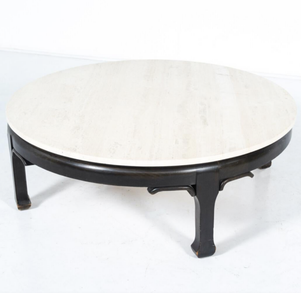 Mid-Century Modern Wood and Travertine Coffee Table, James Mont Style, 1950s - Image 12