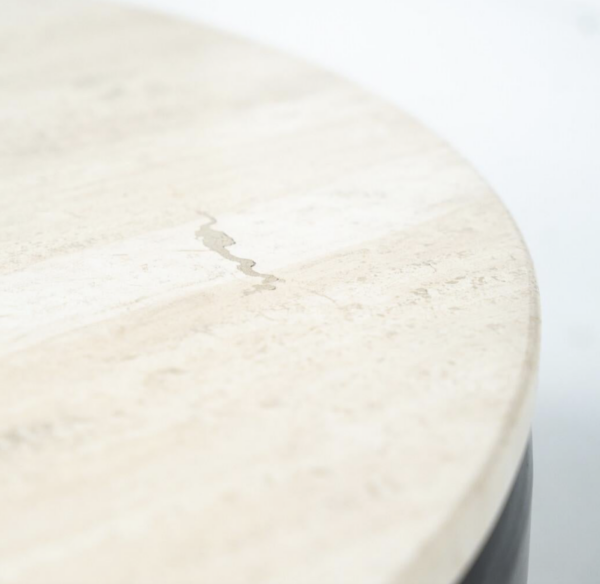 Mid-Century Modern Wood and Travertine Coffee Table, James Mont Style, 1950s - Image 9