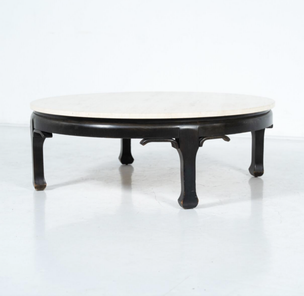 Mid-Century Modern Wood and Travertine Coffee Table, James Mont Style, 1950s - Image 7