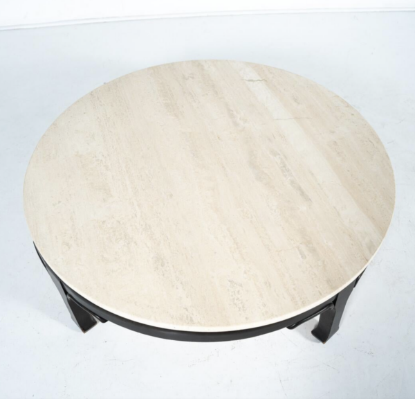 Mid-Century Modern Wood and Travertine Coffee Table, James Mont Style, 1950s - Image 5