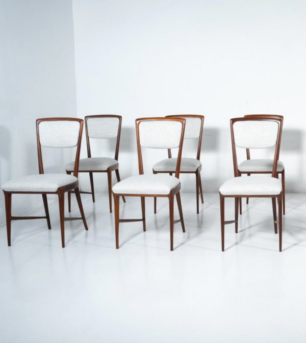 Set of 12 Chairs attributed to Ico Parisi, Wood and Fabric, Italy, 1960s - Image 16