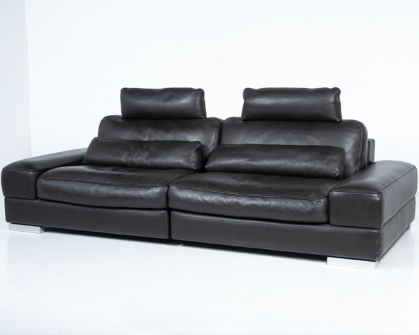 Roche bobois Sofa, Black Leather - Image 3