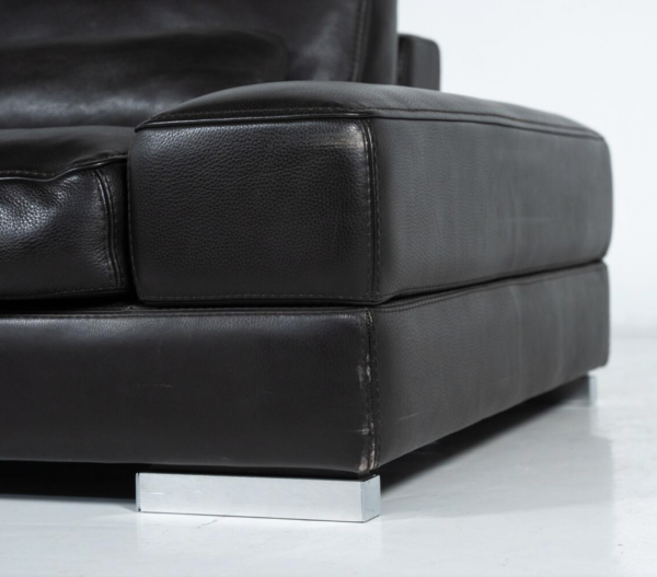 Roche bobois Sofa, Black Leather - Image 4