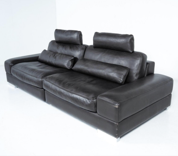 Roche bobois Sofa, Black Leather - Image 5