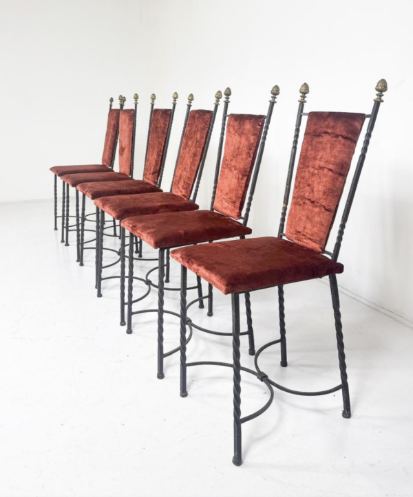 Set of 6 Iron Chairs, 1940s - Image 4