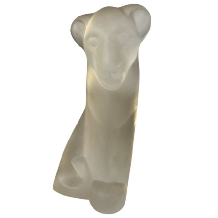 Frosted Glass Sculpture "Lion", Lucienne Bloch, by Glasfabriek, 1929