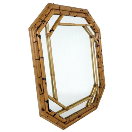 Mid-Century Bamboo Mirror attributed to Vivai Del Sud, 1970s