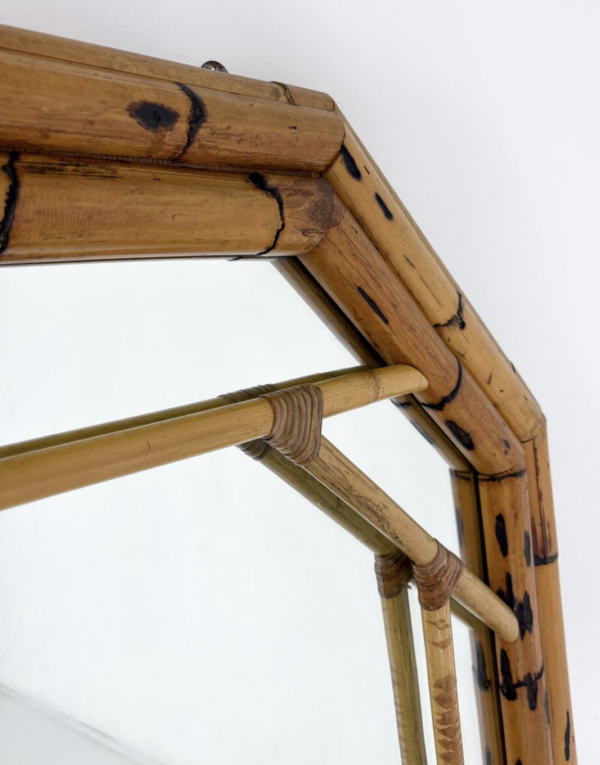Mid-Century Bamboo Mirror attributed to Vivai Del Sud, 1970s - Image 5