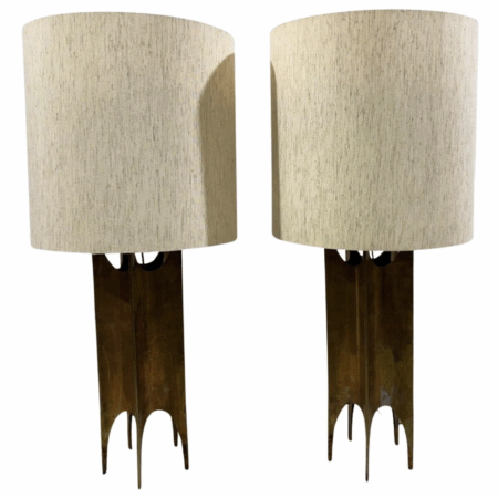 Pair of Brutalist Table Lamps in the Style of Maurizio Tempestini, Italy, 1970s