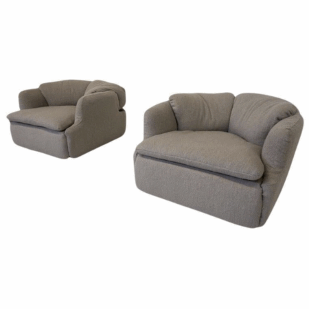 Pair of Confidential Armchairs by Alberto Rosselli Saporiti - New Upholstery