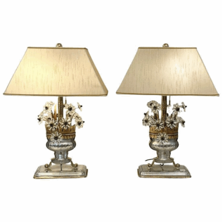 Pair of Flower Basket Table Lamp by Banci Firenze