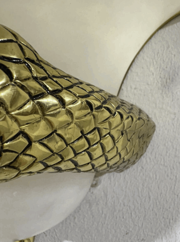 Mid-Century Pair of Snake Wall Lights, Brass and Alabaster, Italy, 1970s - Image 6