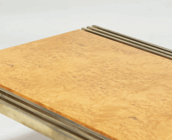 Mid-Century Burl Wood and Brass Coffee Table - Image 10