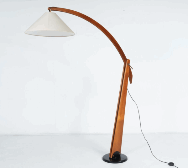 Mid-Century Modern Wooden Arc Floor Lamp, Italy, 1960s - Image 7