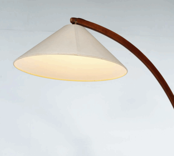Mid-Century Modern Wooden Arc Floor Lamp, Italy, 1960s - Image 5