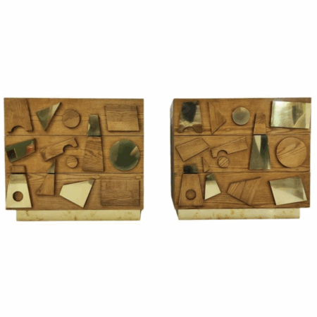 Contemporary Chest of Drawers, Wood and Brass, Italy - Sold Individually
