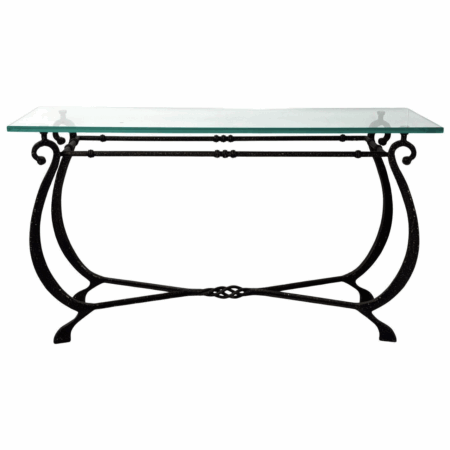 Glass and Wrought Iron Console, France, 1940s