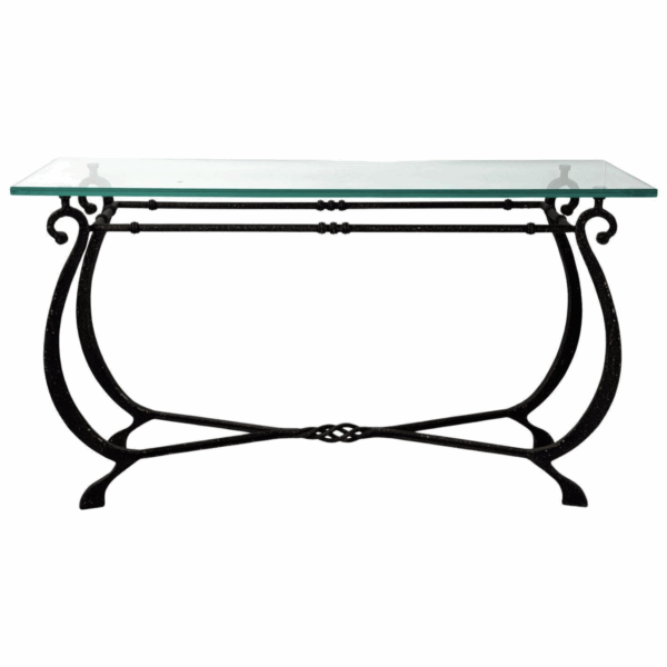 Glass and Wrought Iron Console, France, 1940s