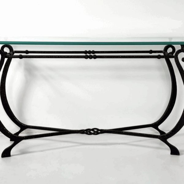 Glass and Wrought Iron Console, France, 1940s - Image 6