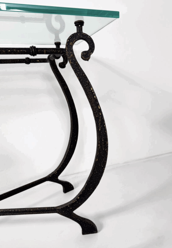 Glass and Wrought Iron Console, France, 1940s - Image 3