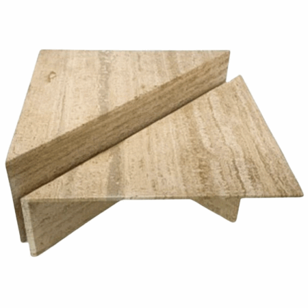 Pair of Low Triangular Travertine Tables Up & Up, 1970s