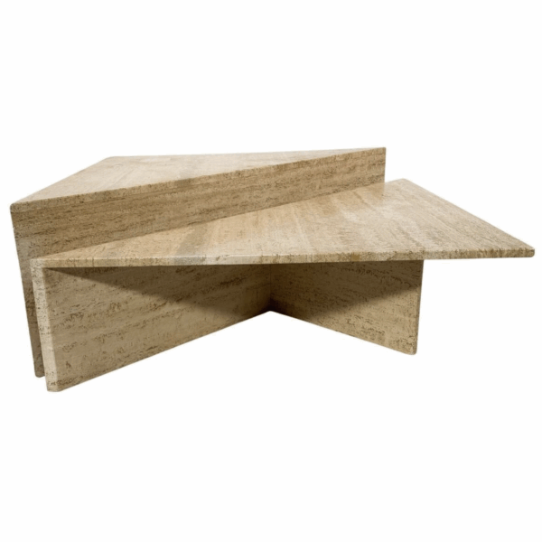 Pair of Low Triangular Travertine Tables Up & Up, 1970s - Image 5