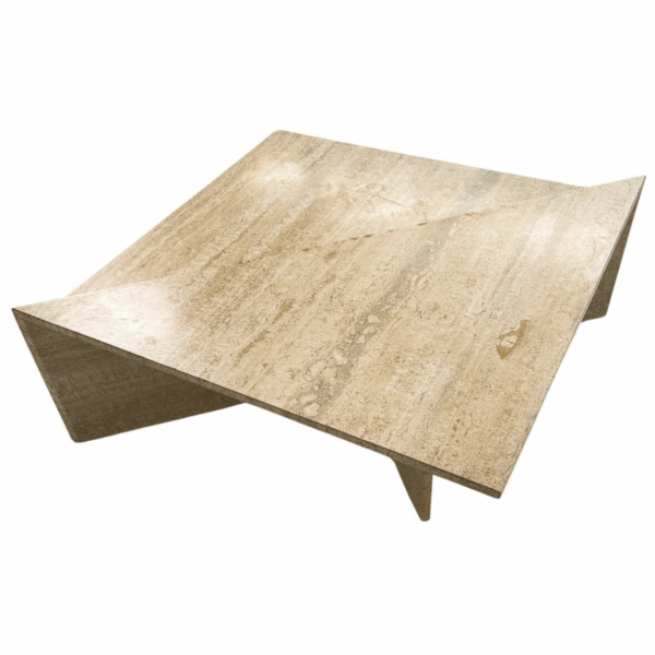 Pair of Low Triangular Travertine Tables Up & Up, 1970s - Image 3