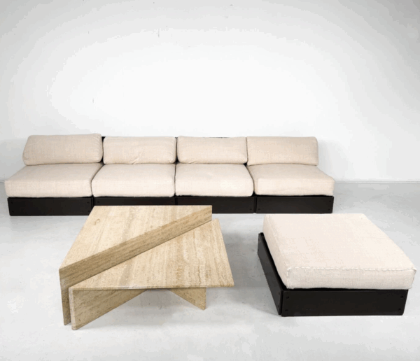 Pair of Low Triangular Travertine Tables Up & Up, 1970s - Image 2