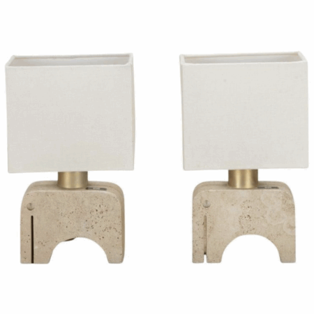 Pair of Travertine Table Lamps by Fratelli Manelli, 1970s