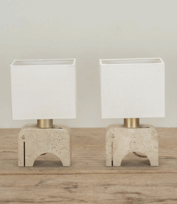 Pair of Travertine Table Lamps by Fratelli Manelli, 1970s - Image 4