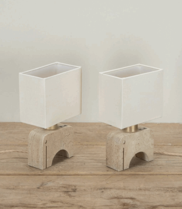 Pair of Travertine Table Lamps by Fratelli Manelli, 1970s - Image 2