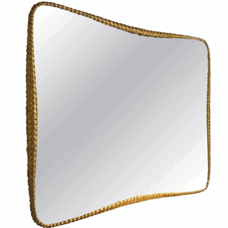 Mid-Century Twisted Gilded Wood Mirror attribued to Osvaldo Borsani, 1950s
