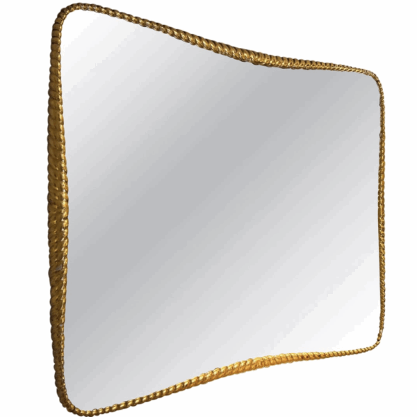 Mid-Century Twisted Gilded Wood Mirror attribued to Osvaldo Borsani, 1950s
